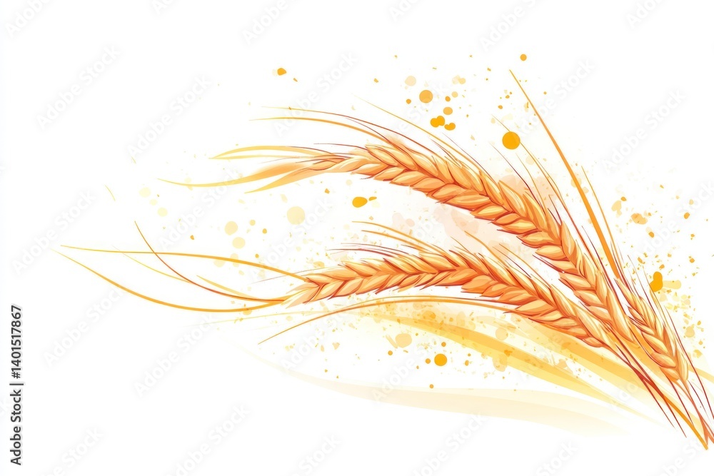 An ear of wheat isolated on a white background, symbolizing harvest and agriculture.
