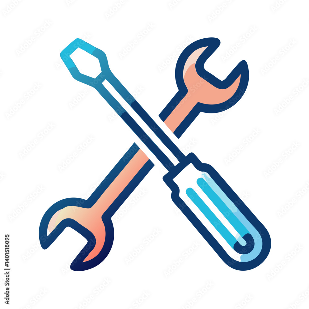 Screwdriver and Wrench Tools Icon Representing Maintenance and Repair Services Screwdriver and Wrench Tools Icon Representing Maintenance and Repair Services