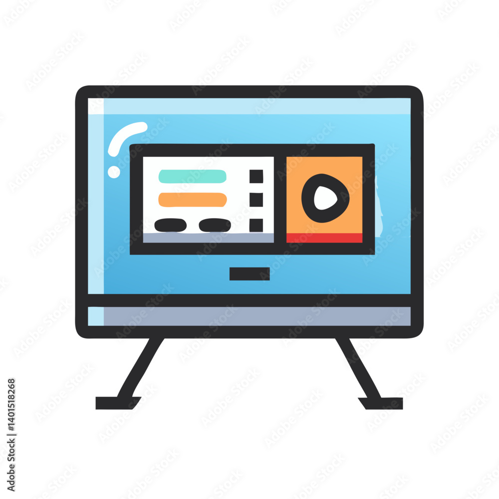 Smart Television Screen Icon Representing Modern Entertainment and Streaming Smart Television Screen Icon Representing Modern Entertainment and Streaming