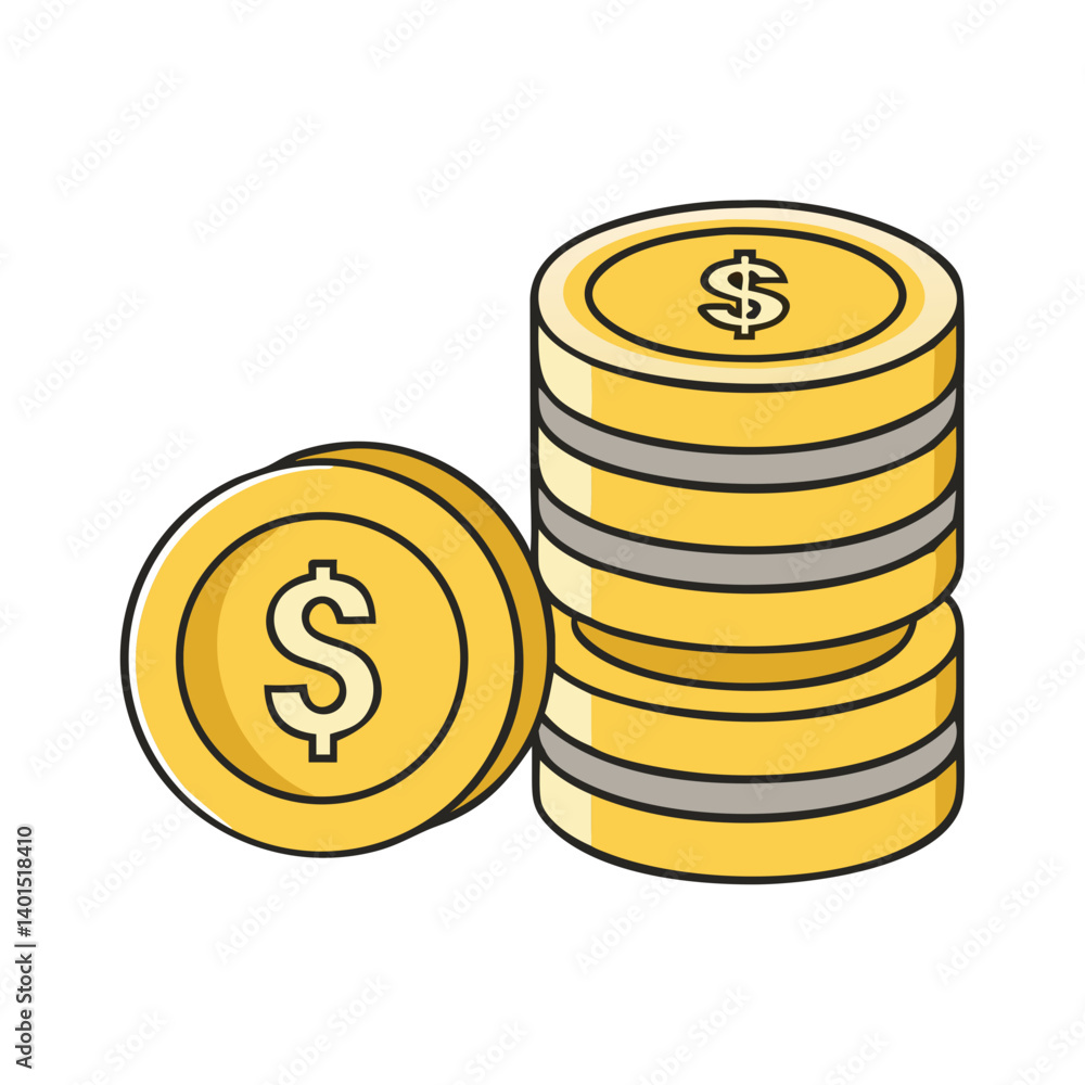 Stacked Coins with Dollar Symbol Icon Representing Finance and Savings Stacked Coins with Dollar Symbol Icon Representing Finance and Savings