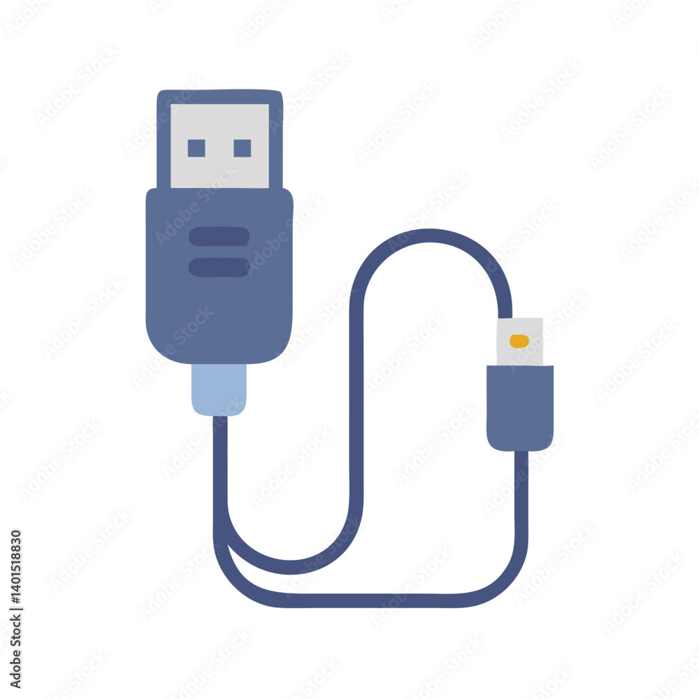 USB Cable Connector Icon Representing Data Transfer and Power Connection Interface USB Cable Connector Icon Representing Data Transfer and Power Connection Interface