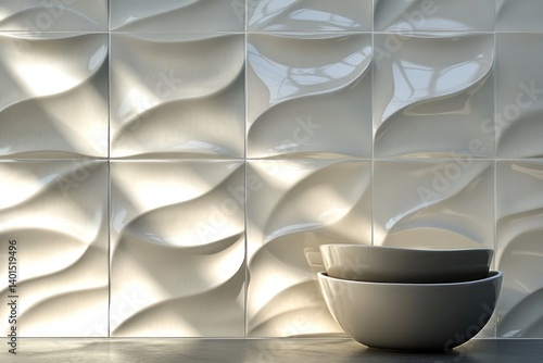 Another clean, seamless 3D wall tile design, highlighting ceramic textures that create a sophisticated background.
