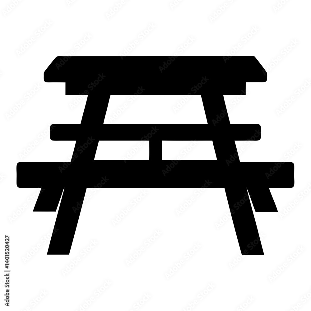 picnic table black silhouette icon - of a home office picnic table, furniture vector art picnic table black silhouette icon - of a home office picnic table, furniture vector art