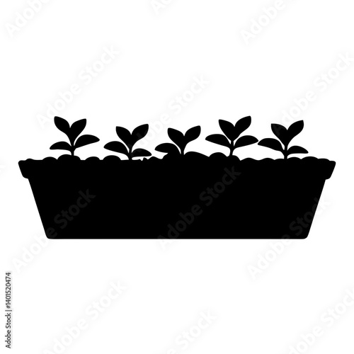 planter box black silhouette icon - of a home office planter box, furniture vector art