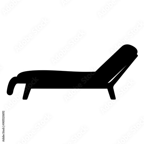 reclining sofa black silhouette icon - of a home office reclining sofa, furniture vector art