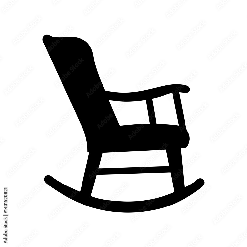 rocking chair black silhouette icon - of a home office rocking chair, furniture vector art rocking chair black silhouette icon - of a home office rocking chair, furniture vector art