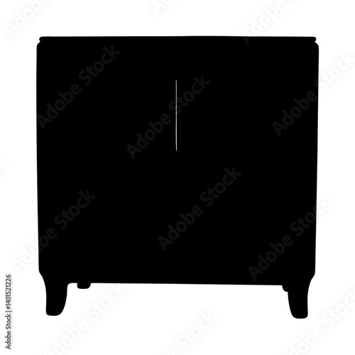sideboard black silhouette icon - of a home office sideboard, furniture vector art