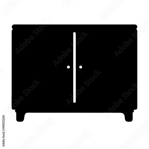 sideboard black silhouette icon - of a home office sideboard, furniture vector art