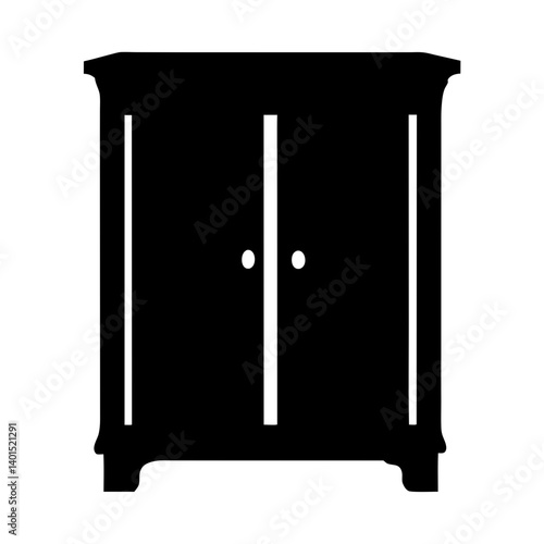 sideboard black silhouette icon - of a home office sideboard, furniture vector art