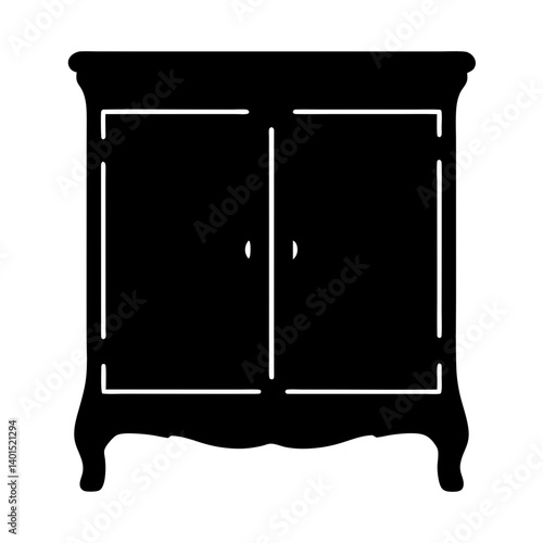 sideboard black silhouette icon - of a home office sideboard, furniture vector art