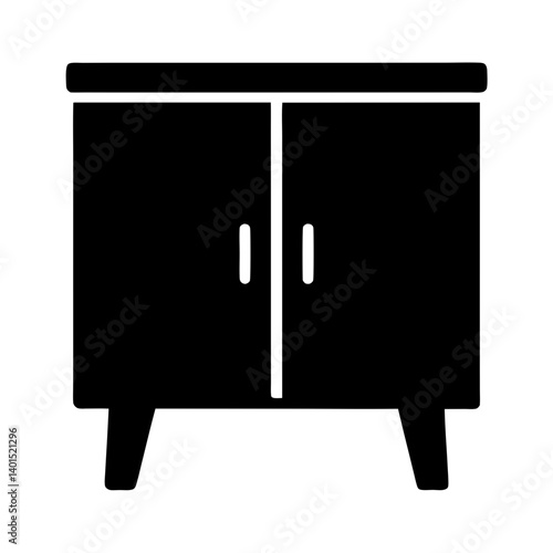 sideboard black silhouette icon - of a home office sideboard, furniture vector art