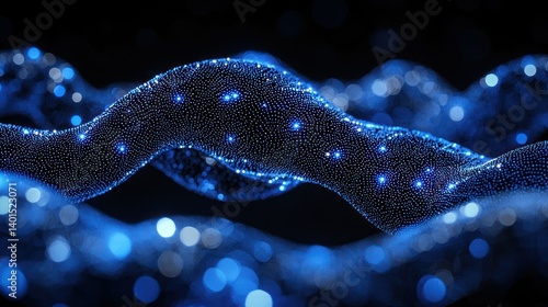 Abstract Blue Wave of Light: Digital Art