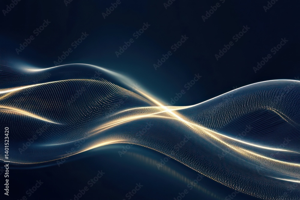 Glowing abstract luxury lines curved in a premium design, set against a dark blue background for an elegant presentation.