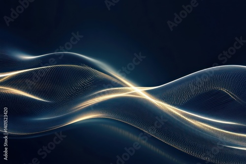 Obraz na płótnie Glowing abstract luxury lines curved in a premium design, set against a dark blue background for an elegant presentation. w salonie