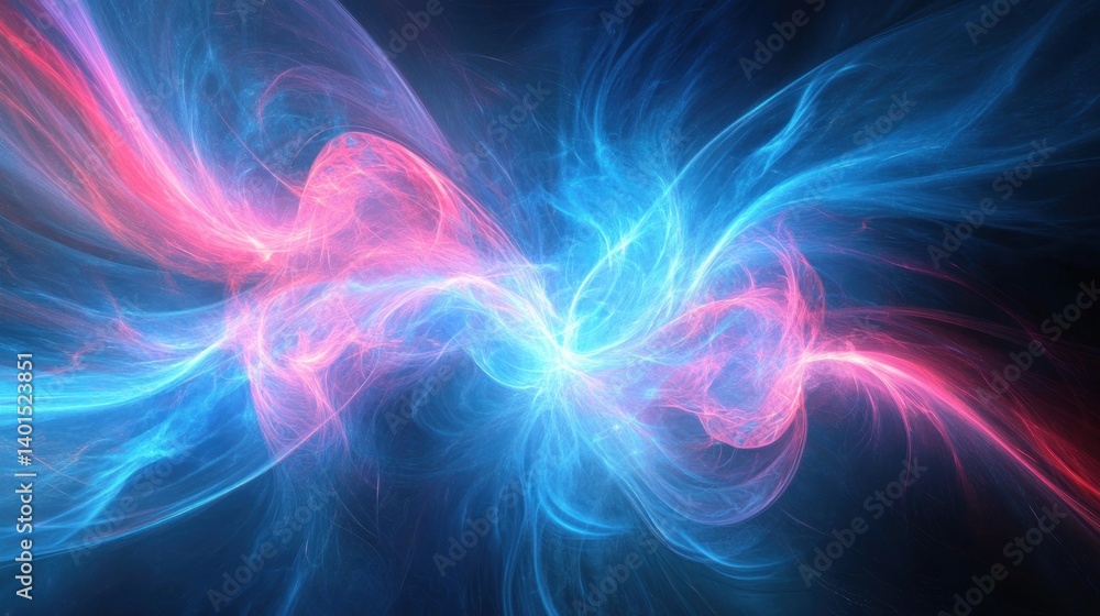 Mesmerizing blue and pink abstract data flow lines, expanding outwards in a burst of radial energy, mimicking an explosion of light in a digital space.