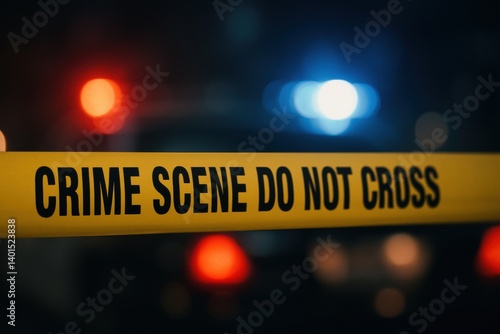 A crime scene cordoned off with yellow tape, highlighting 