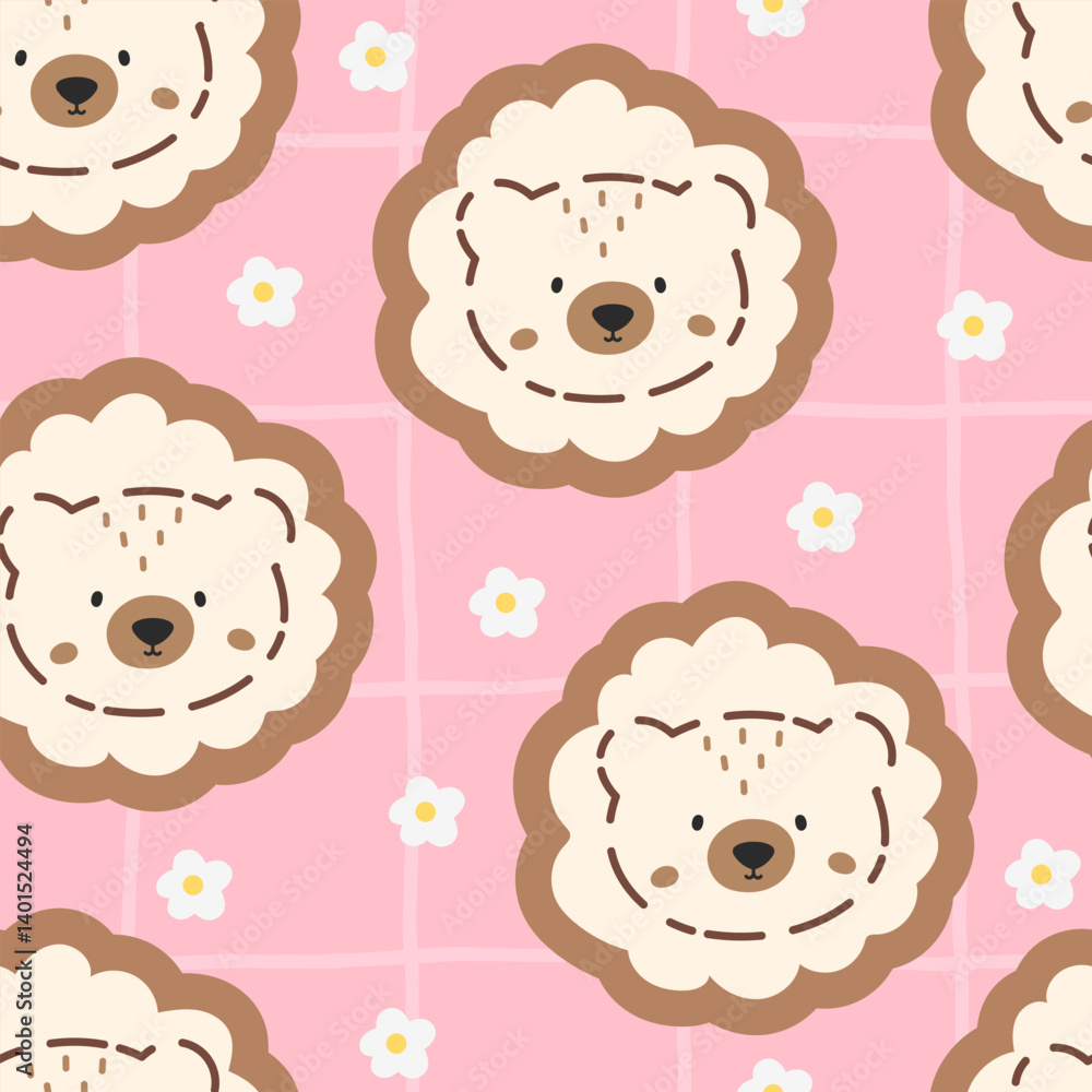 Cute teddy bear vector seamless pattern with kawaii style. Bg for nursery textiles and children clothing and textile prints Cute teddy bear vector seamless pattern with kawaii style. Bg for nursery textiles and children clothing and textile prints