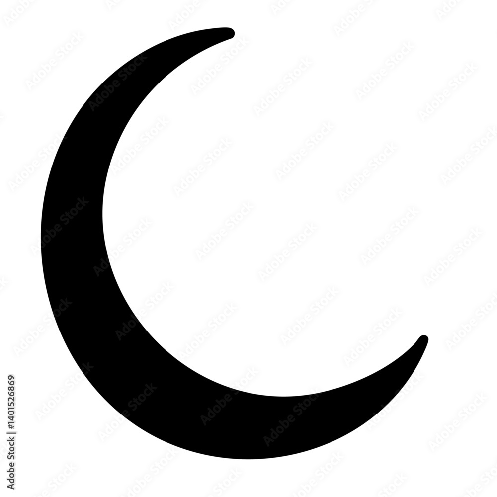 A crescent moon vector icon with smooth curve A crescent moon vector icon with smooth curve
