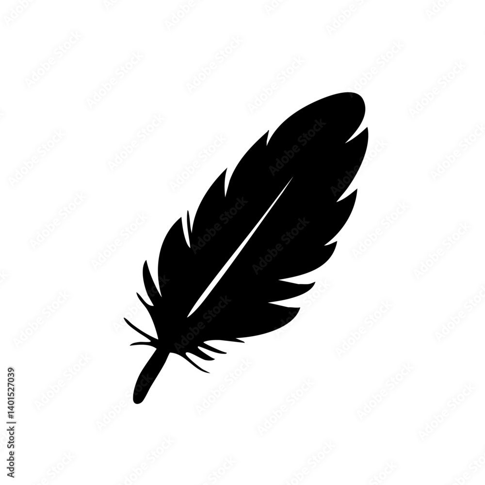 Fototapeta premium A delicate feather vector icon with vane texture