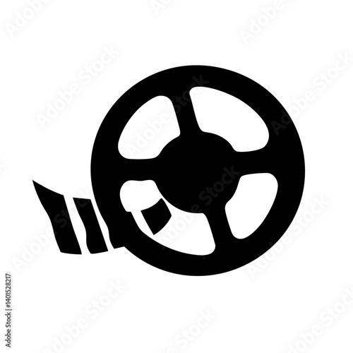 A film reel vector icon with protruding film