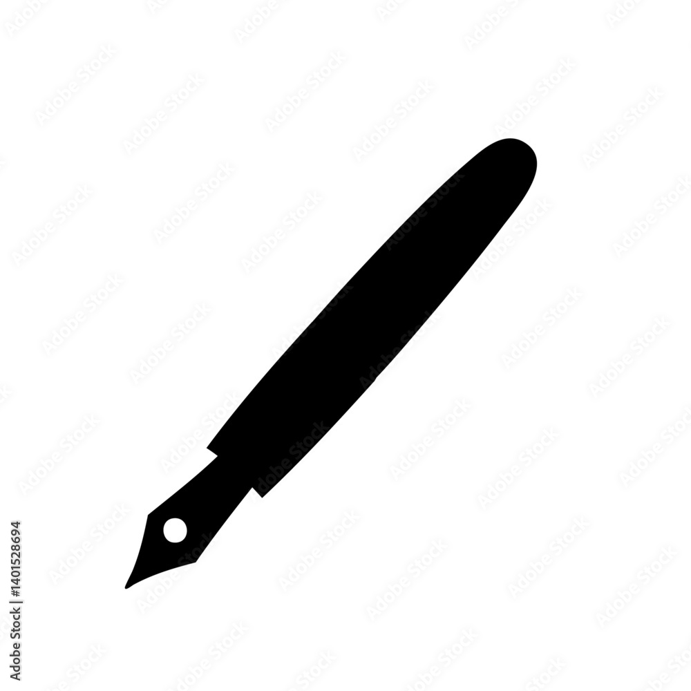 A fountain pen vector icon with nib detail A fountain pen vector icon with nib detail