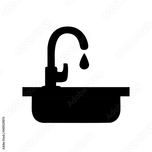 A kitchen sink vector icon with faucet