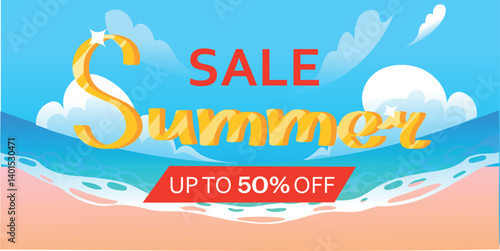 Colorful summer beach background. Sandy shore of tropical island. Summer sale. Summer holidays. Summer discounts concept.