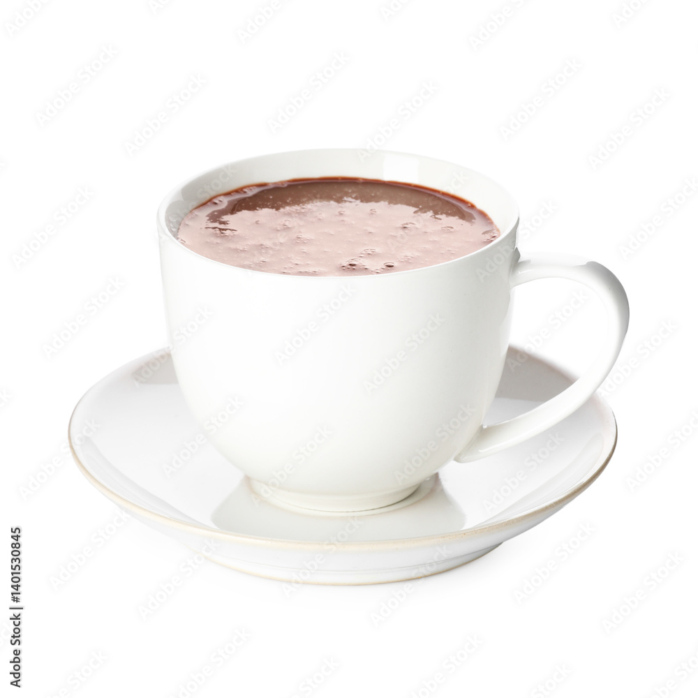 Fototapeta premium Tasty chocolate milk in cup isolated on white
