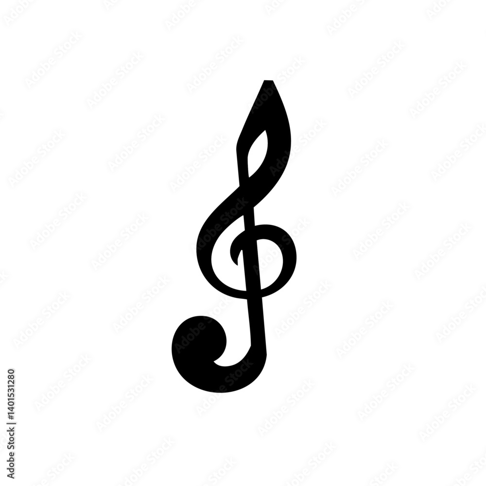 A musical note vector icon with stem A musical note vector icon with stem