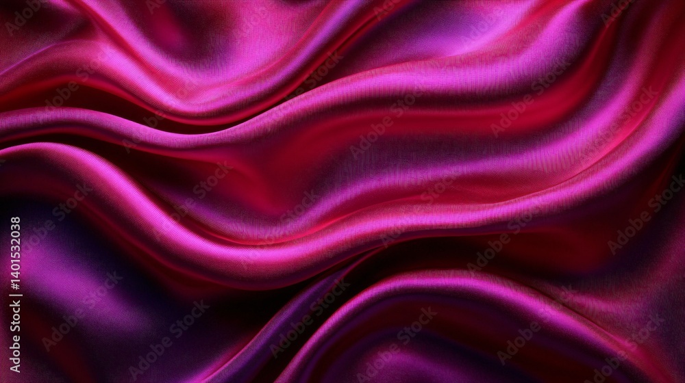 Obraz premium Vibrant Waves of Glossy Pink and Purple Silk Fabric