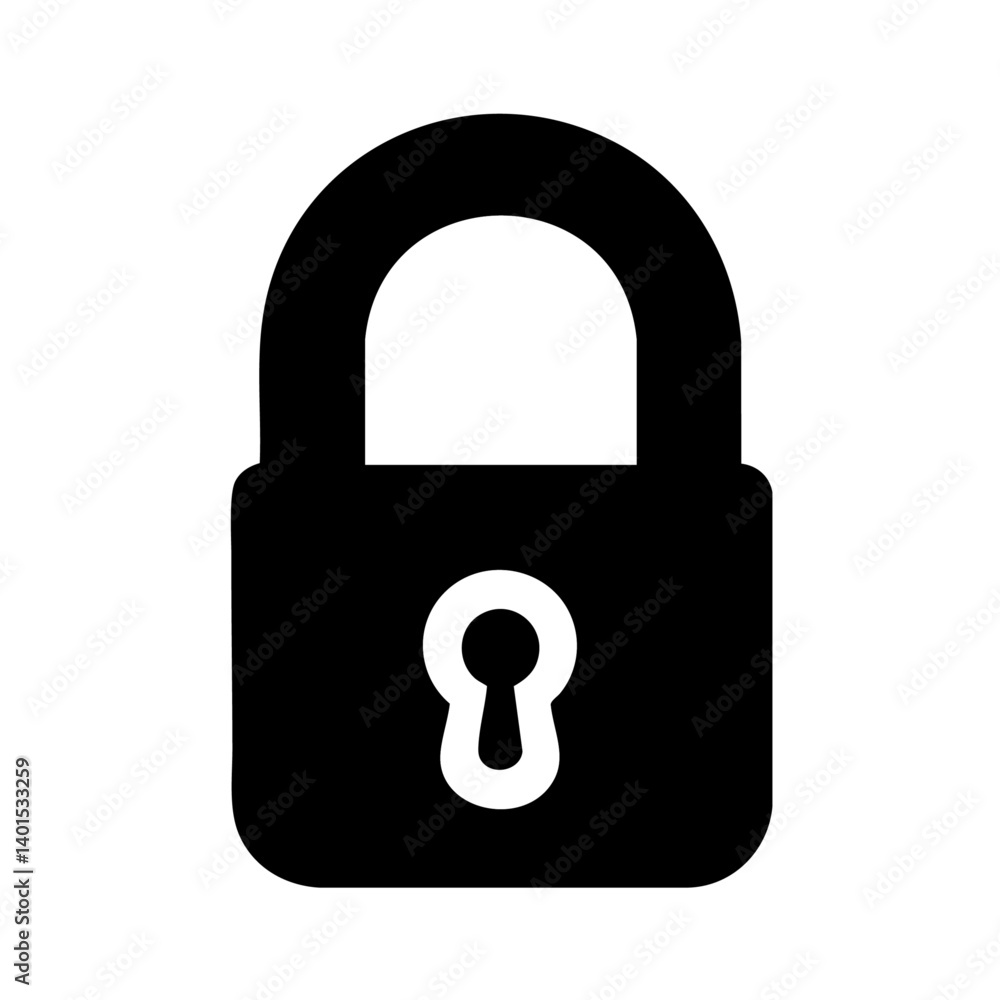 A secure lock vector icon with keyhole detail A secure lock vector icon with keyhole detail
