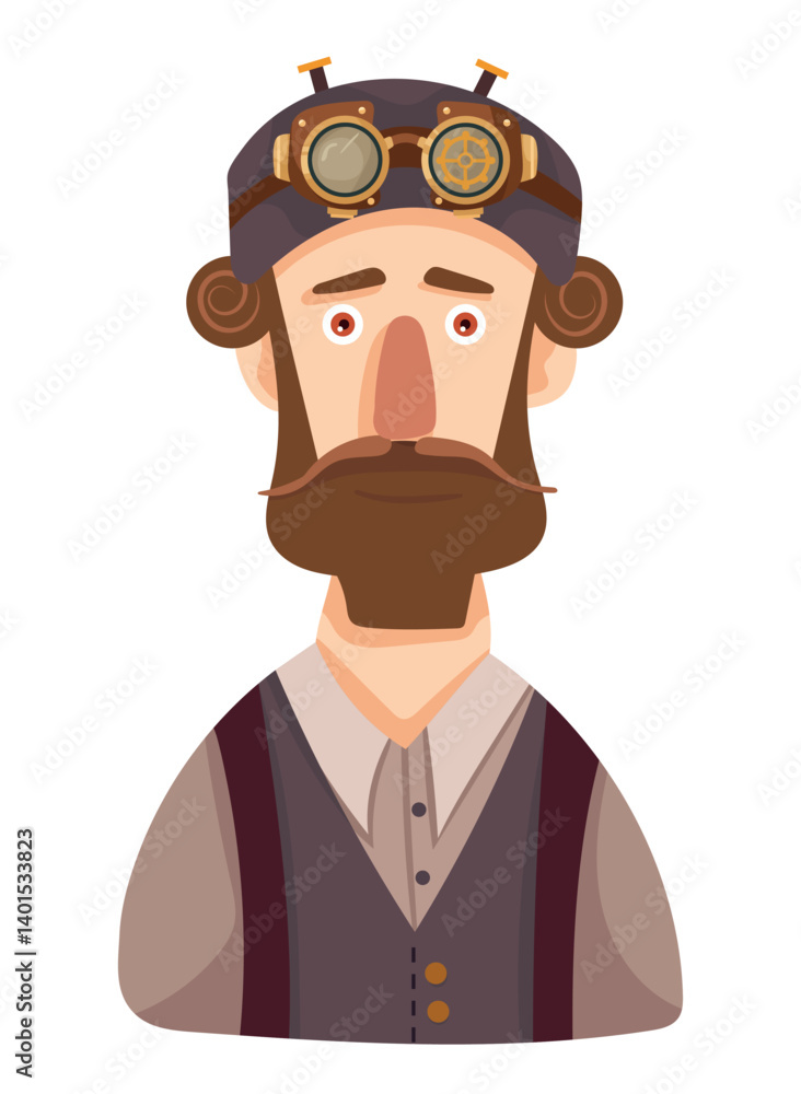 Steampunk man. Flat vector, clipart illustration isolated on white background. Steampunk man. Flat vector, clipart illustration isolated on white background.