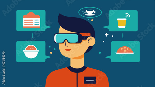 Language Translation A user at a restaurant wearing smart glasses that display translated menu items in their field of vision as they look at the menu.