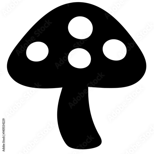 A spotted mushroom vector icon with stem