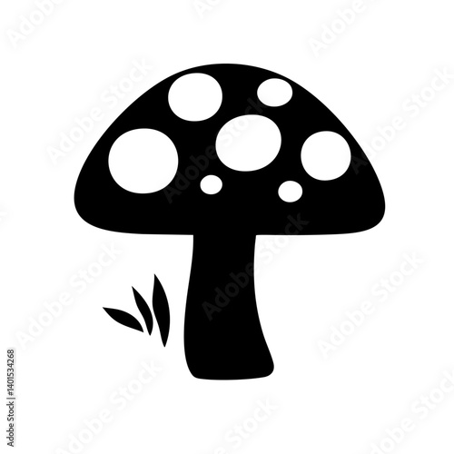 A spotted mushroom vector icon with stem