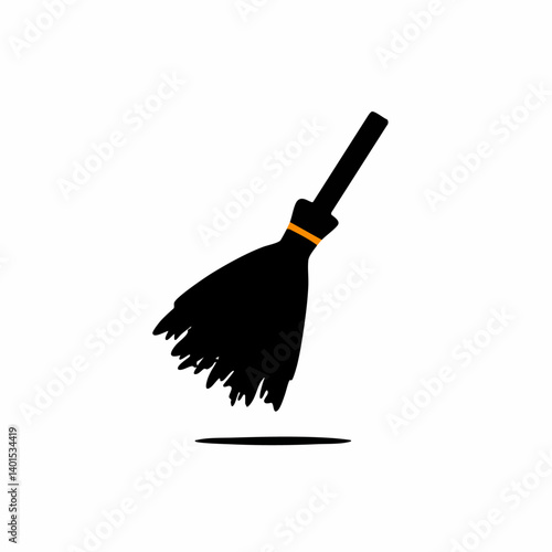 A straw broom vector icon with bristles