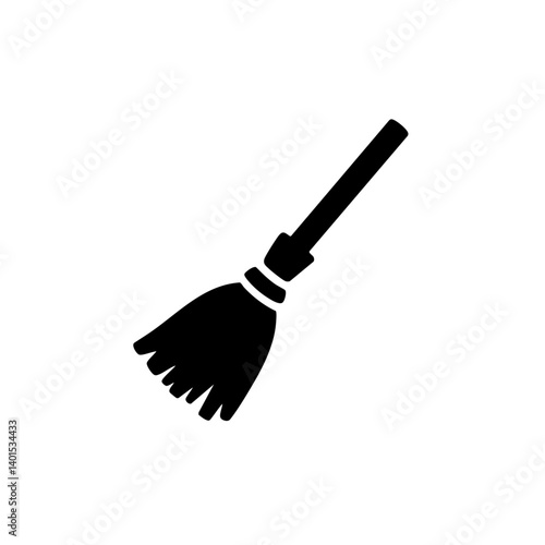 A straw broom vector icon with bristles