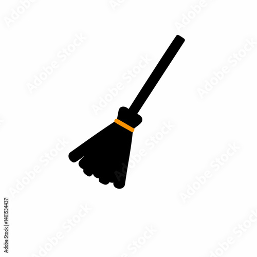 A straw broom vector icon with bristles