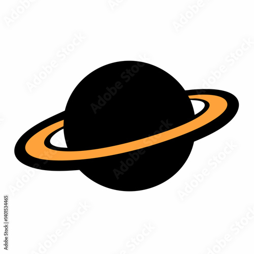 A striped planet vector icon with ring system