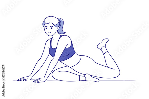 Fitness Illustration of Woman Stretching