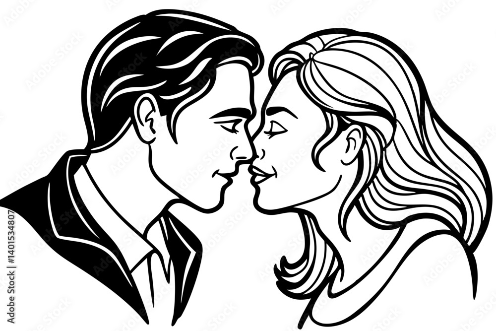 Line Drawing of Couple Embrace Line Drawing of Couple Embrace