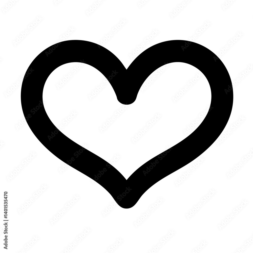A symmetrical heart vector icon with smooth curves A symmetrical heart vector icon with smooth curves