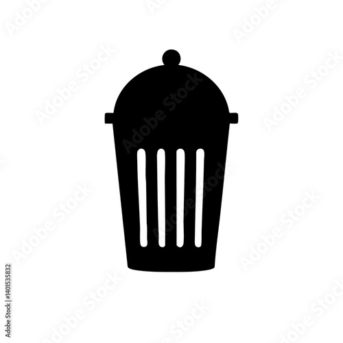 A trash can vector icon with lid