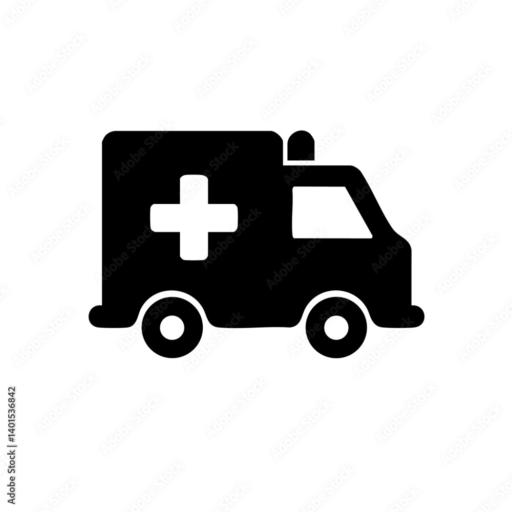 An ambulance vector icon with cross An ambulance vector icon with cross