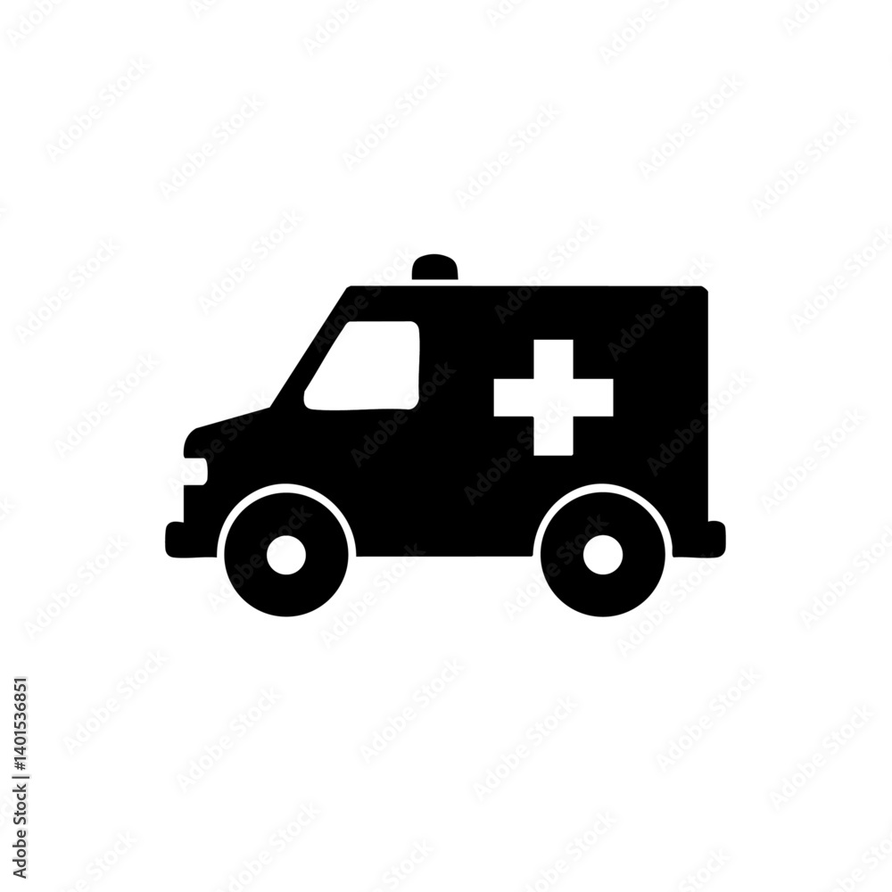 An ambulance vector icon with cross An ambulance vector icon with cross