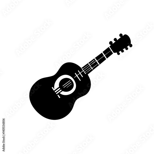 An acoustic guitar vector icon with strings