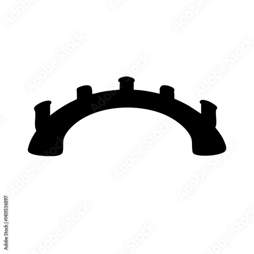 An arched bridge vector icon spanning water