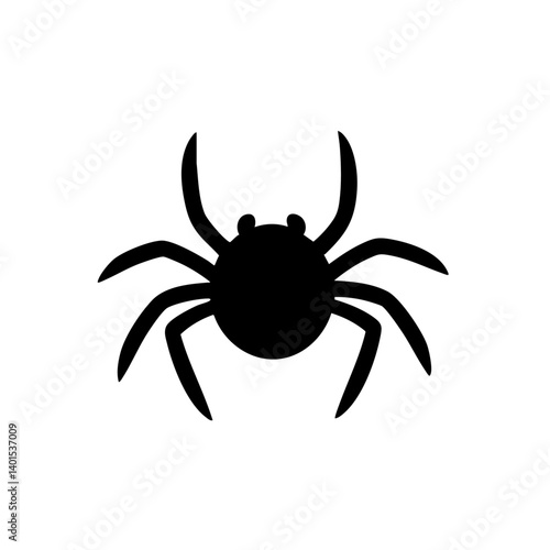 An eight-legged spider vector icon with round body