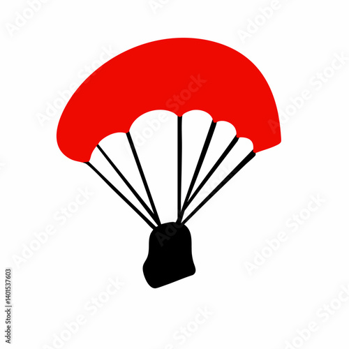 An open parachute vector icon with cords