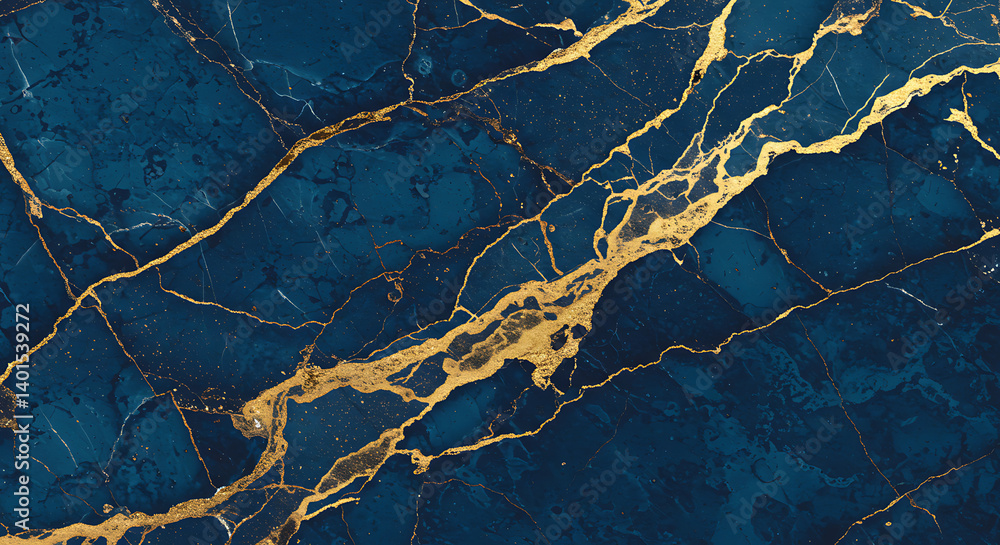 Obraz premium Blue and Gold Marble Texture Background
